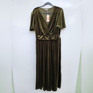 Plus Size Womens Stretch Velvet Maxi Dress